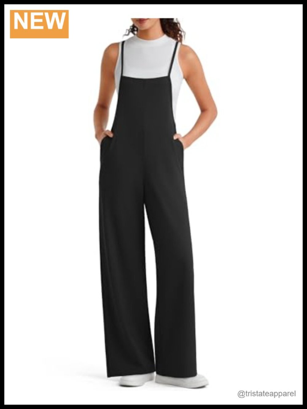 Sleeveless Wide Leg Jumpsuit Adjustable Spaghetti Strap Pockets